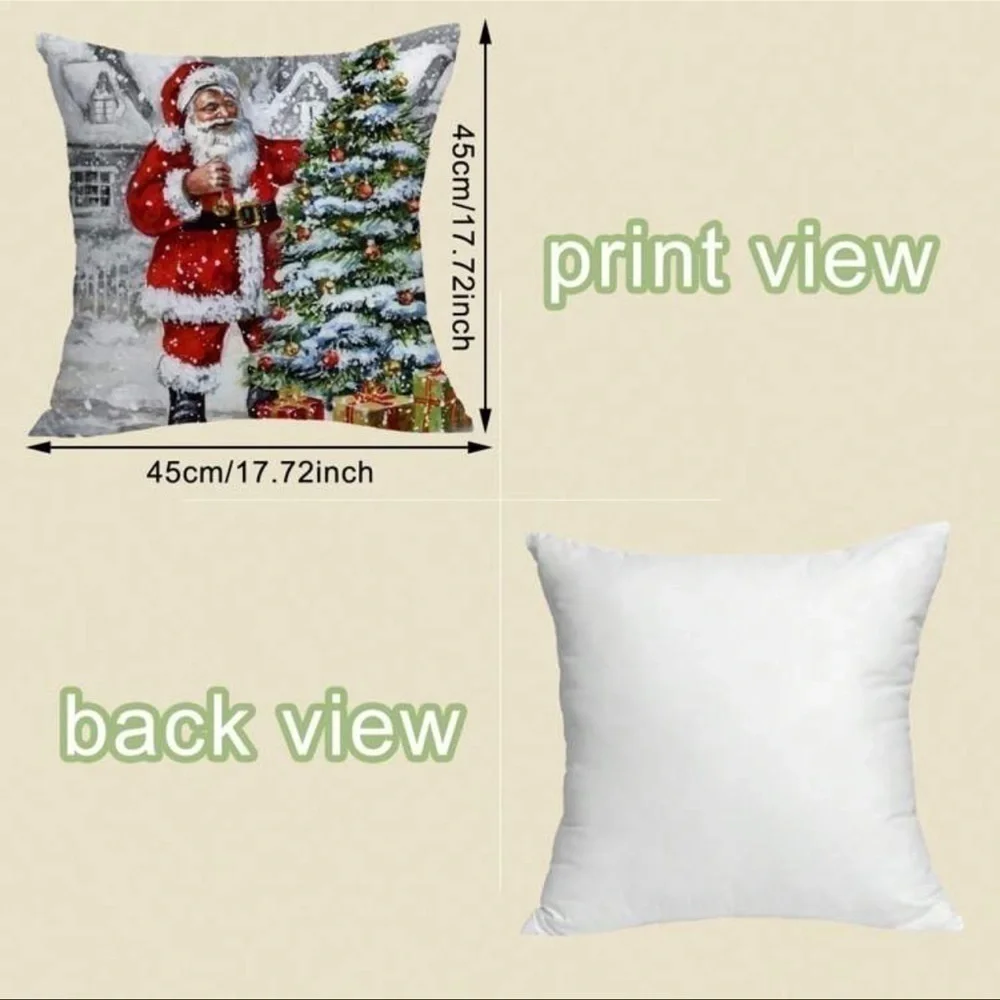 HOLIDAY SANTA SNOWING CHRISTMAS TREE PILLOW COVER
